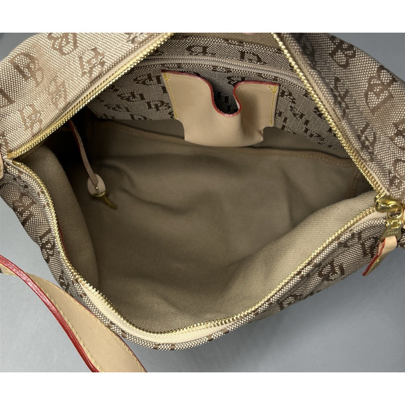Dooney & Bourke Logo Monogram Print Jacquard Canvas Hobo Shoulder Bag Zip Top - Picture 8 of 16
